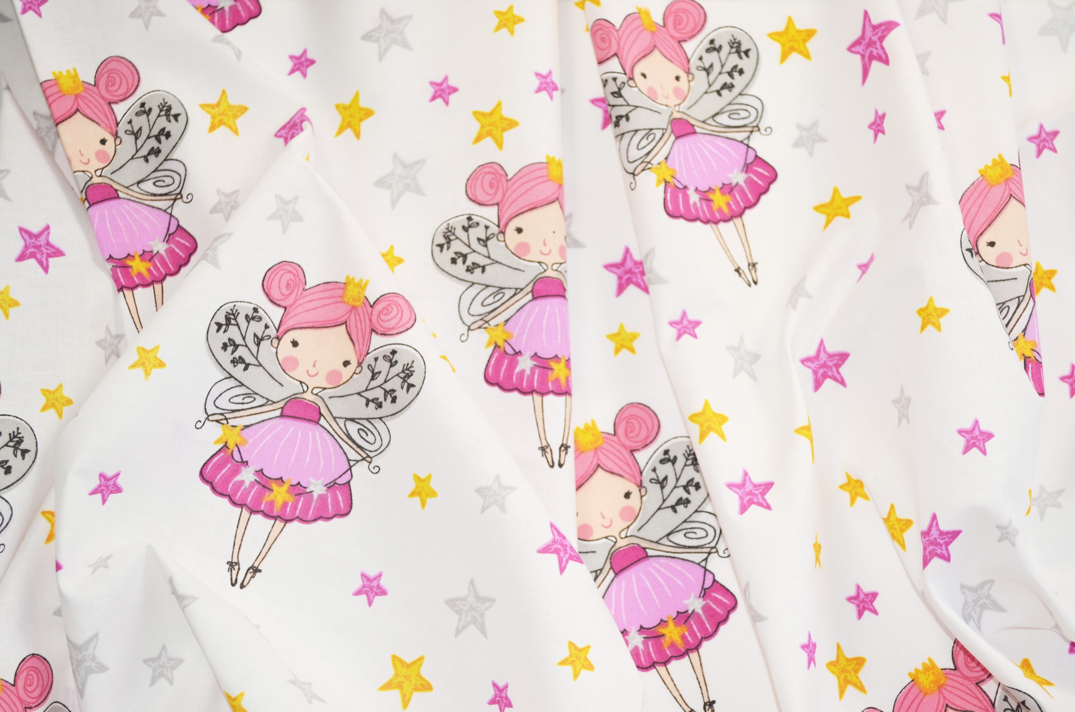 Regular Cotton Fabric - Fairies So Stars On White