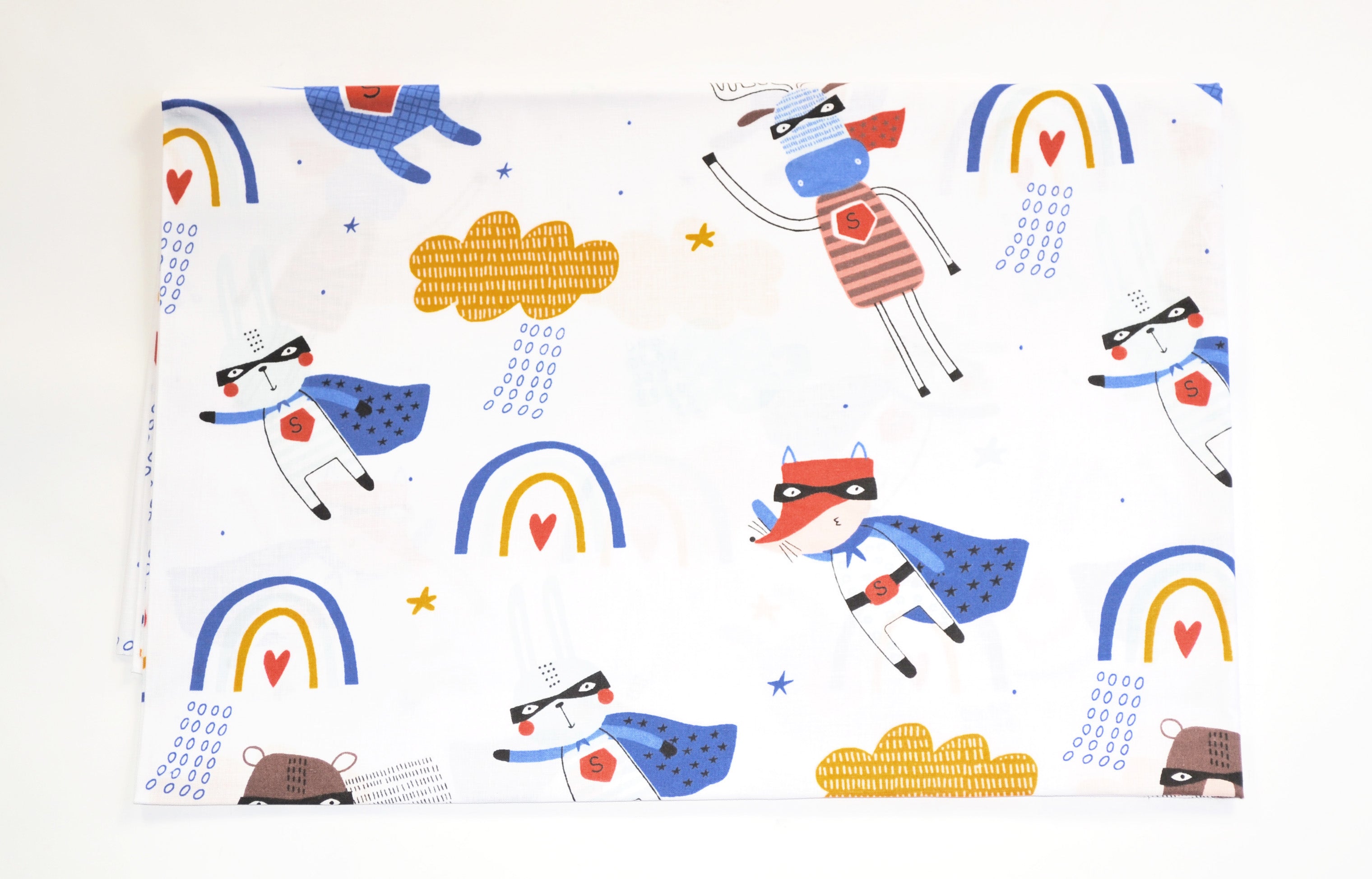 Regular Cotton Fabric - Superhero Animals On White