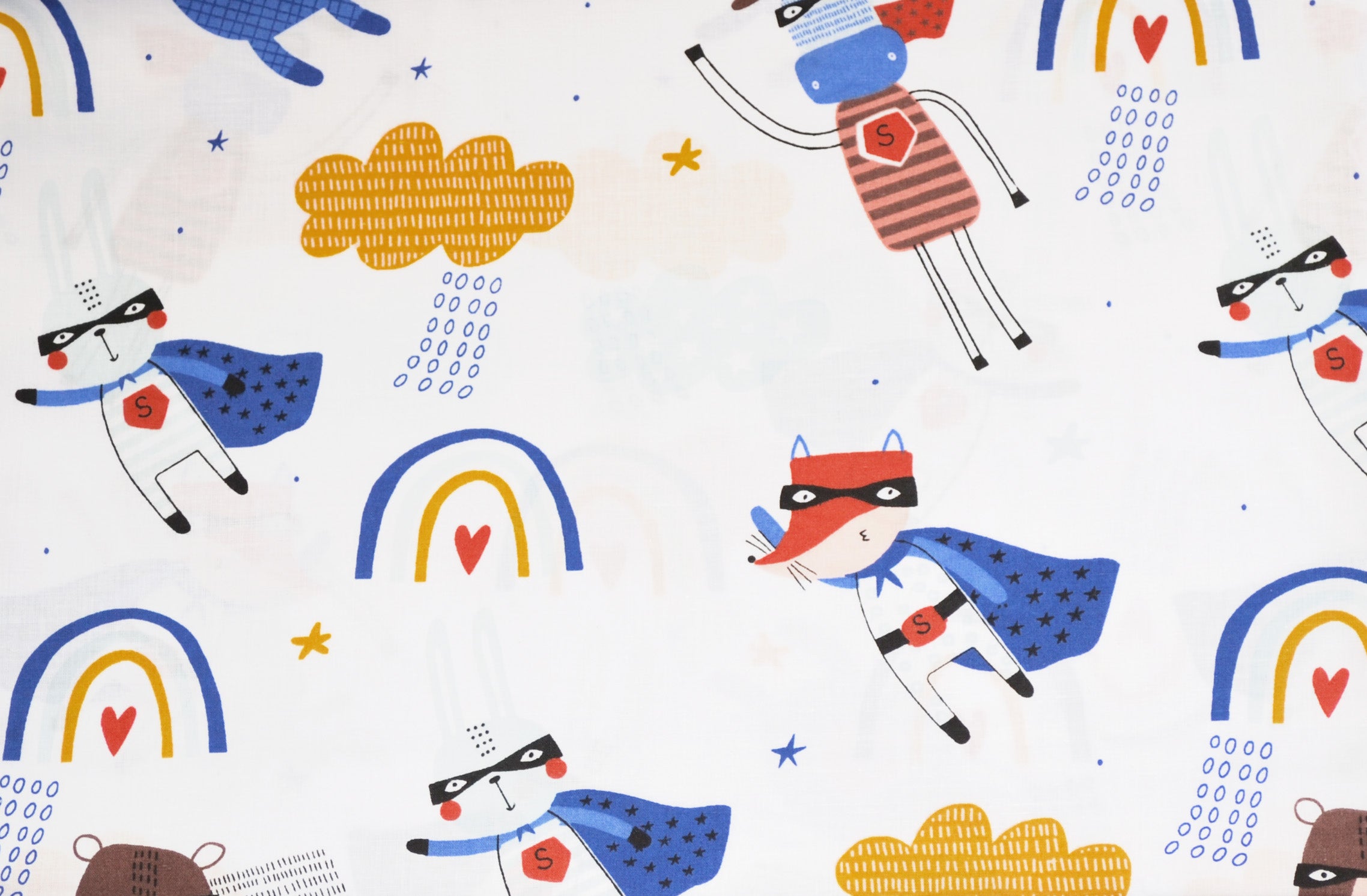 Regular Cotton Fabric - Superhero Animals On White