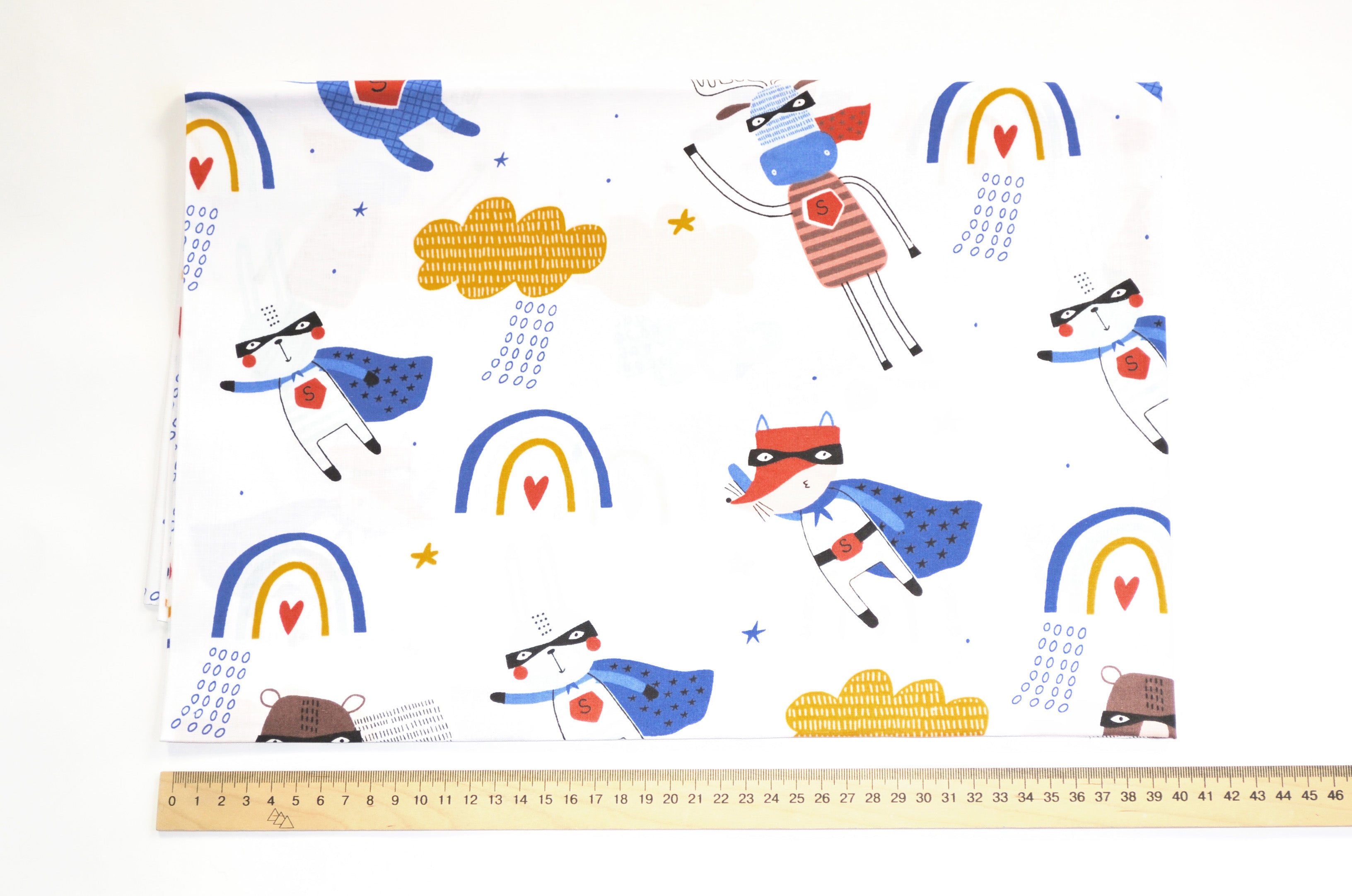 Regular Cotton Fabric - Superhero Animals On White
