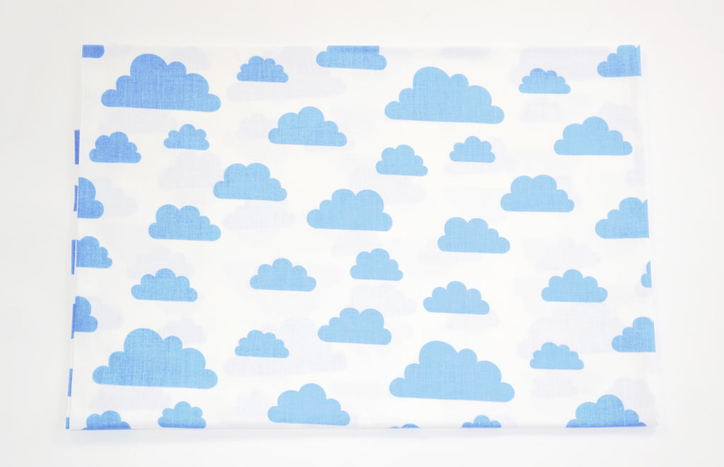Regular Cotton Fabric - Blue Clouds On White