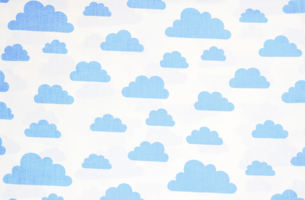 Regular Cotton Fabric - Blue Clouds On White