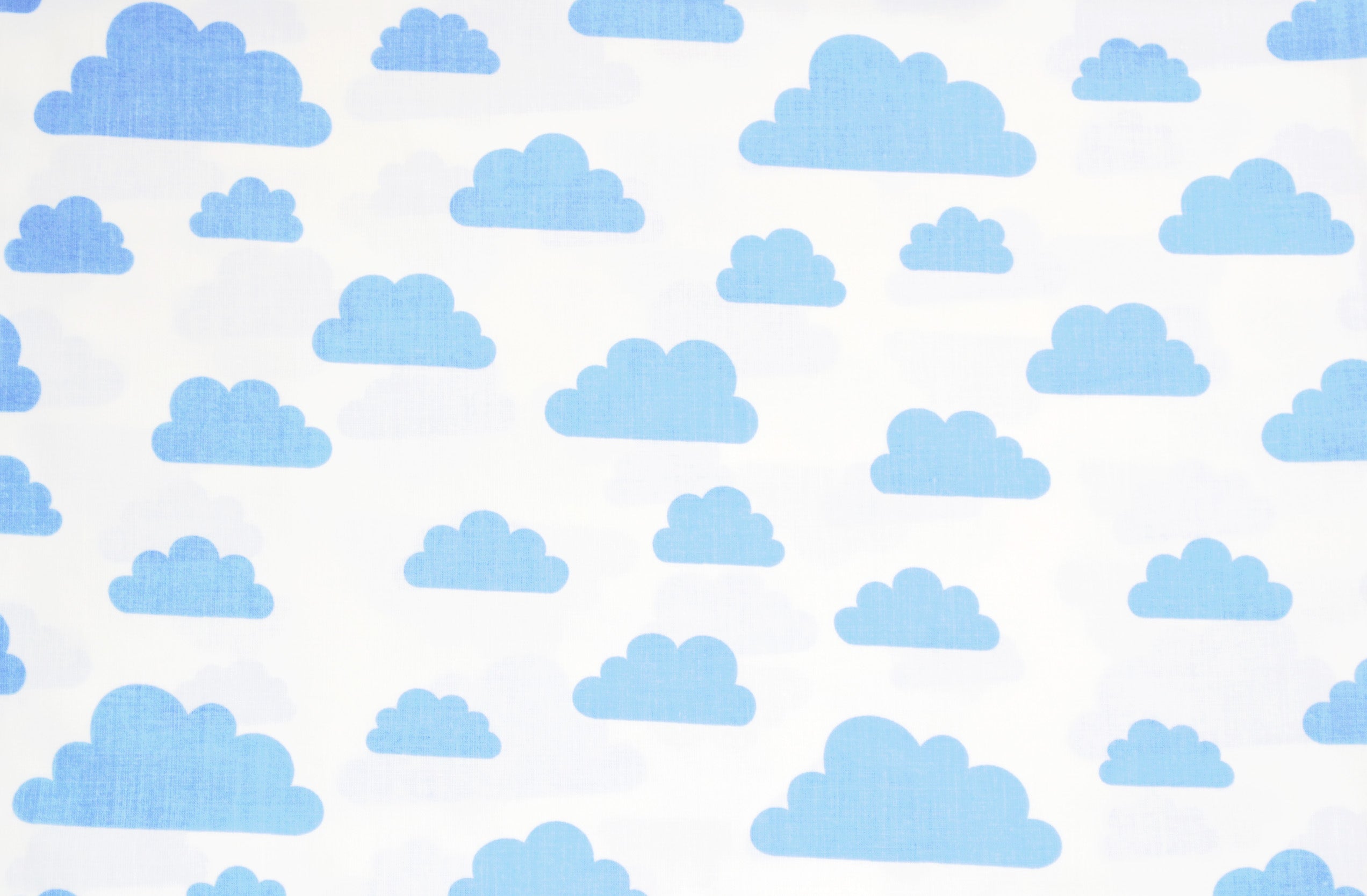Regular Cotton Fabric - Blue Clouds On White