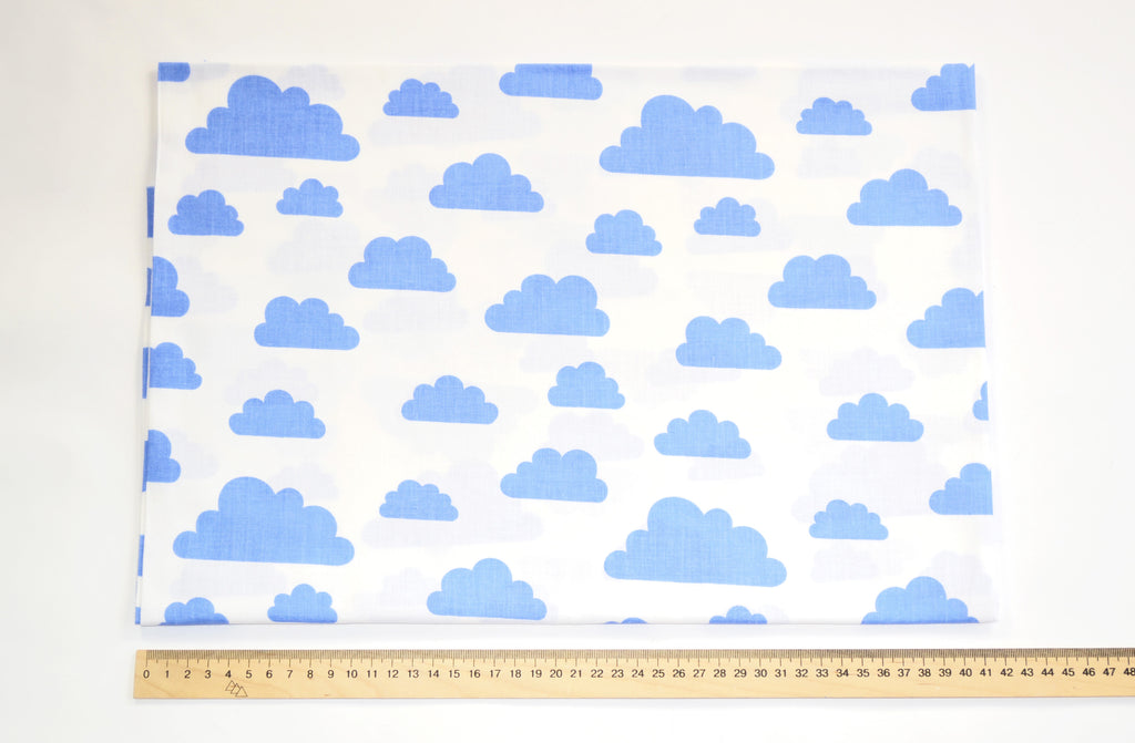 Regular Cotton Fabric - Blue Clouds On White