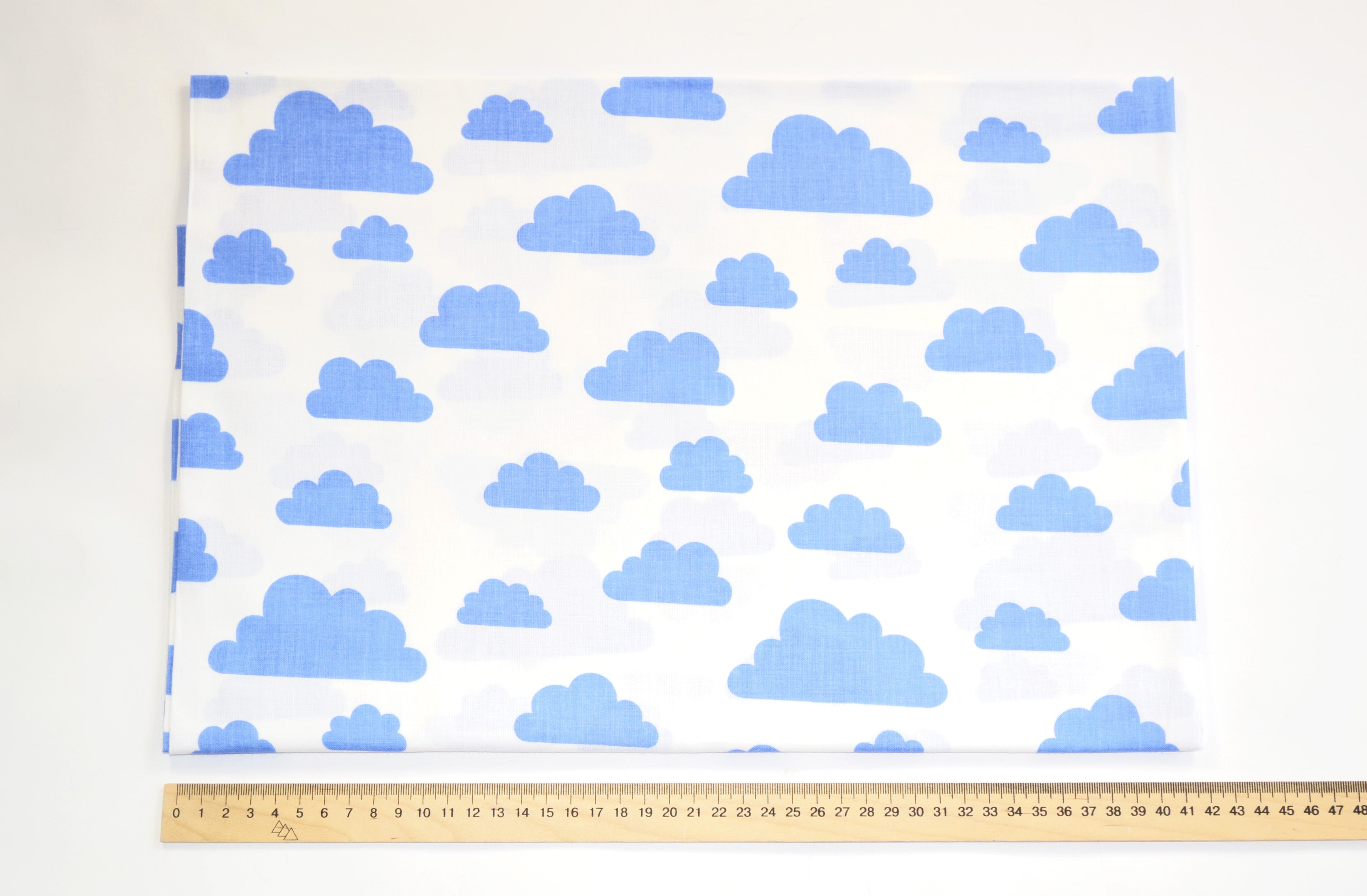 Regular Cotton Fabric - Blue Clouds On White