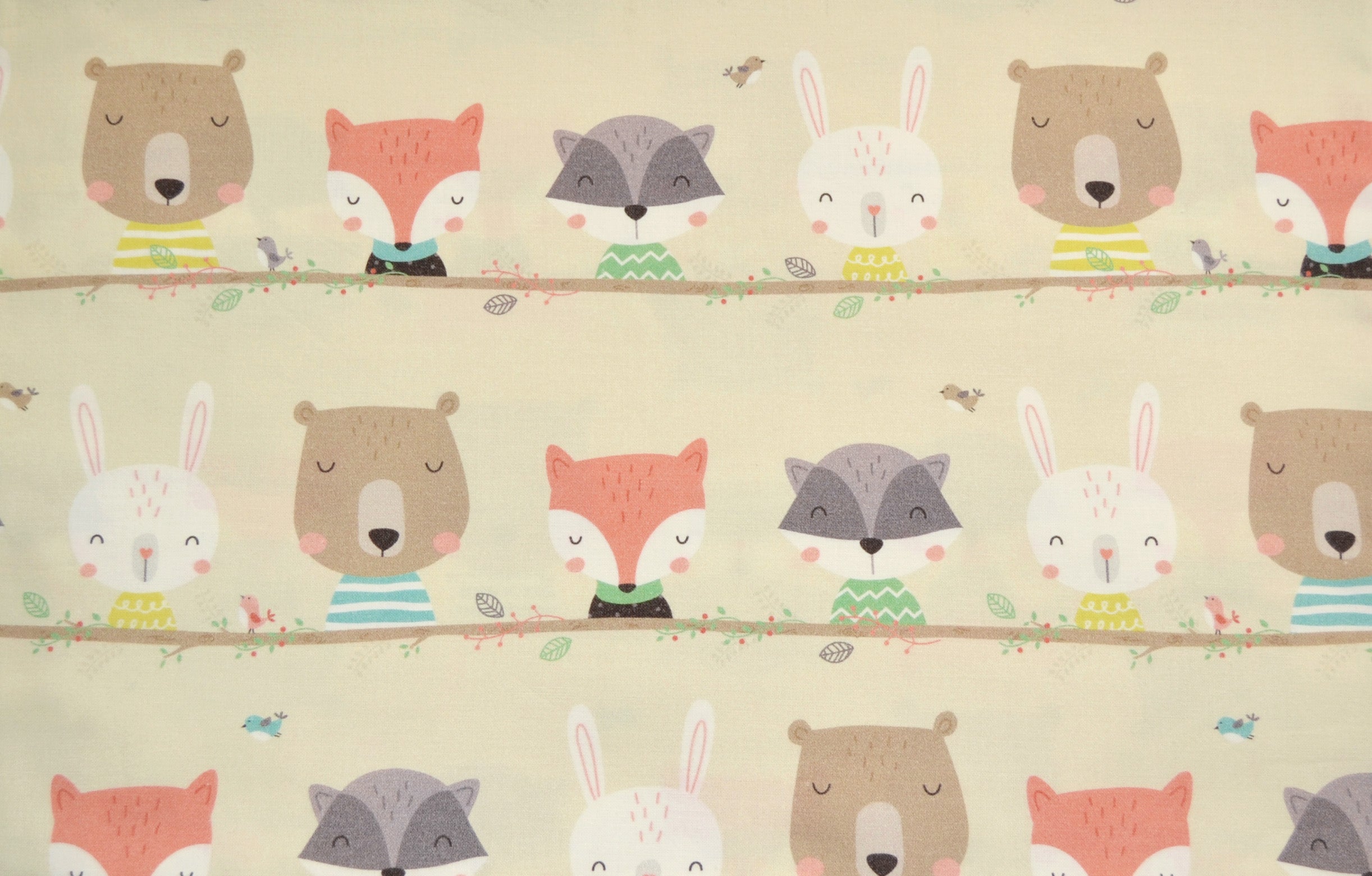 Polish cotton animals on beige (stripe)