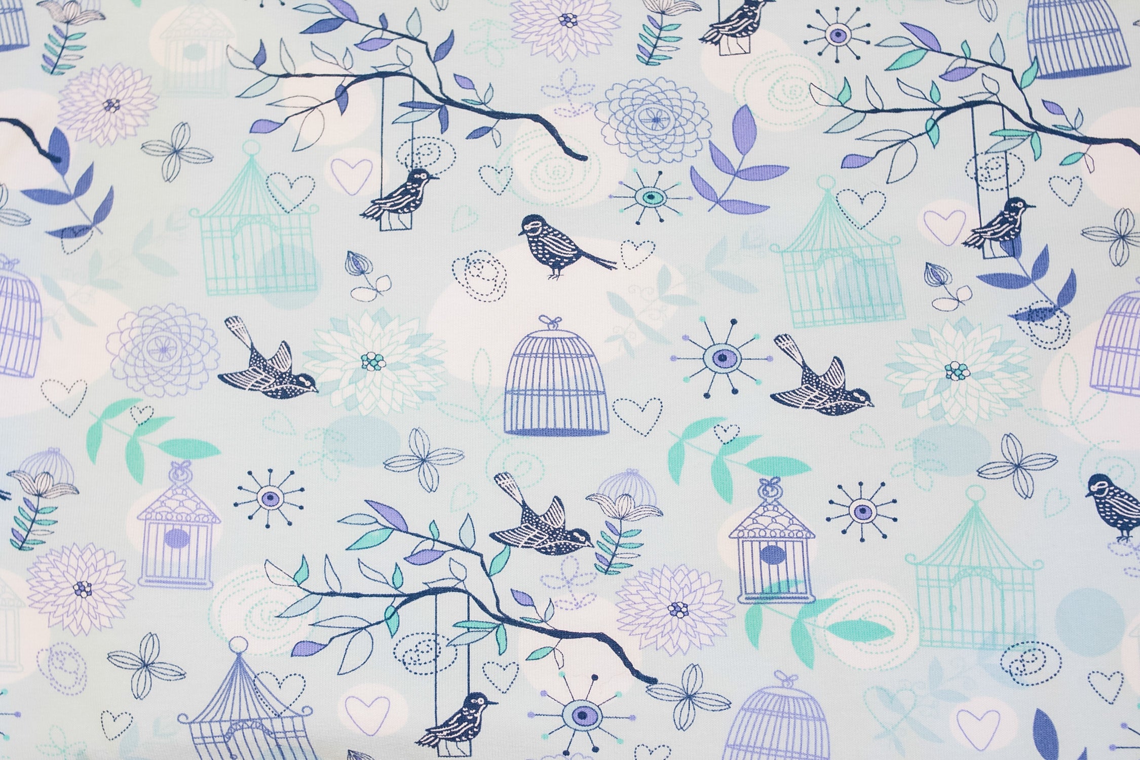 Bird footer in checkered on blue