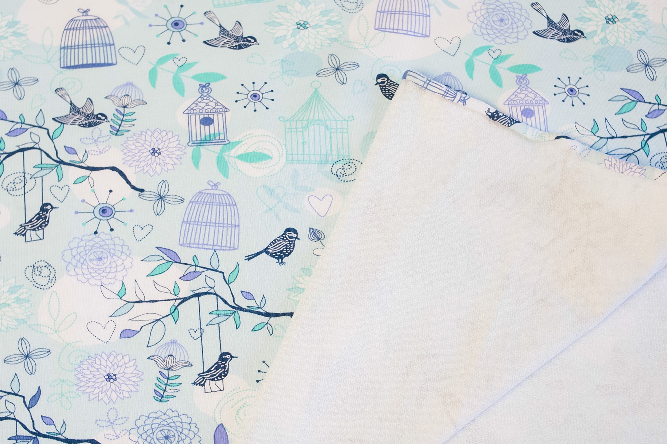 Bird footer in checkered on blue
