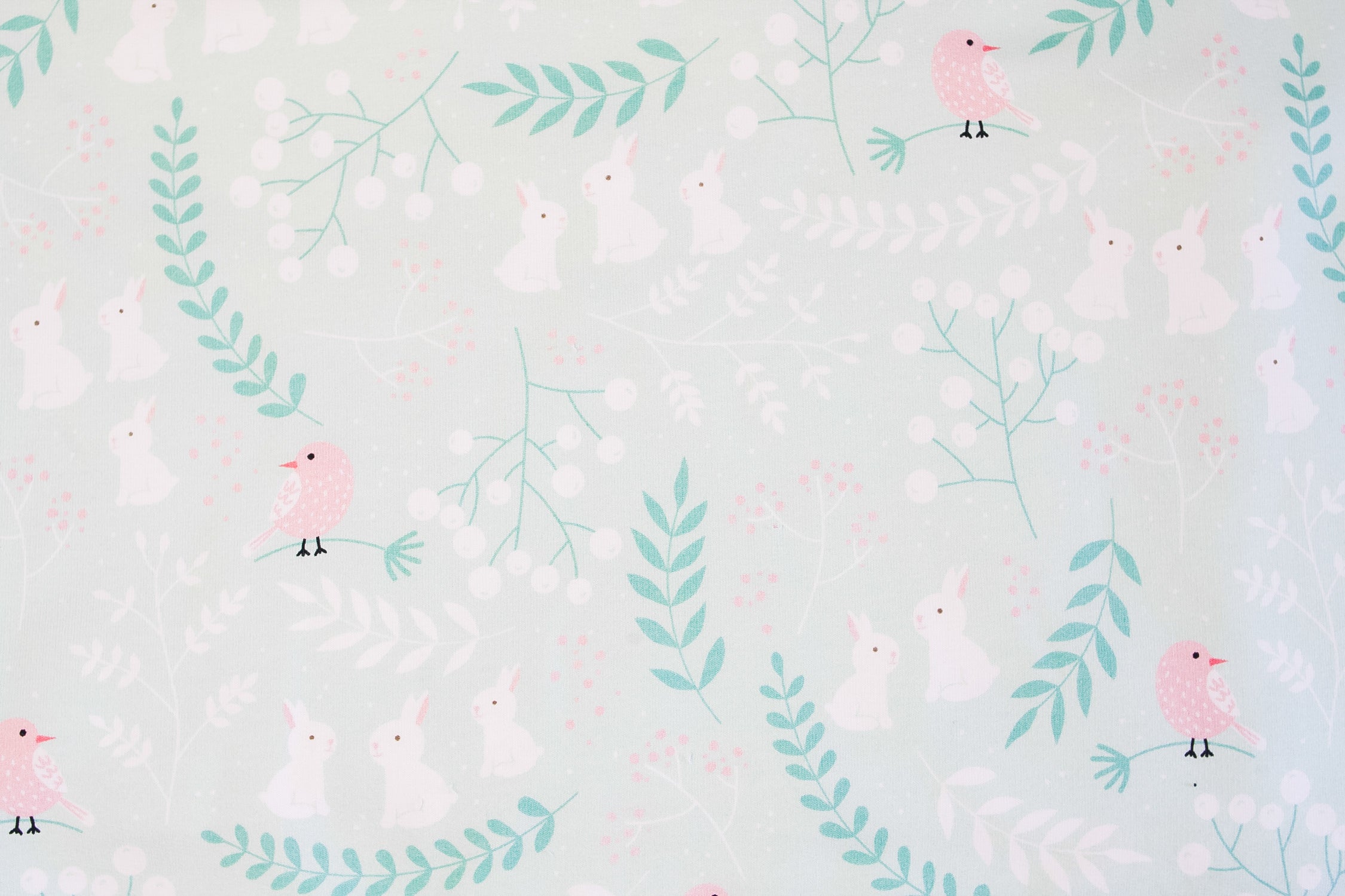 Two-thread birds and rabbits on mint