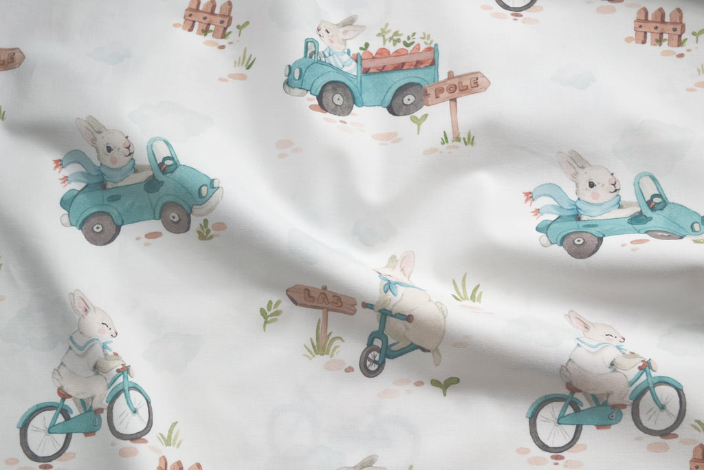 Premium Cotton Fabric - Bunny with Carrots