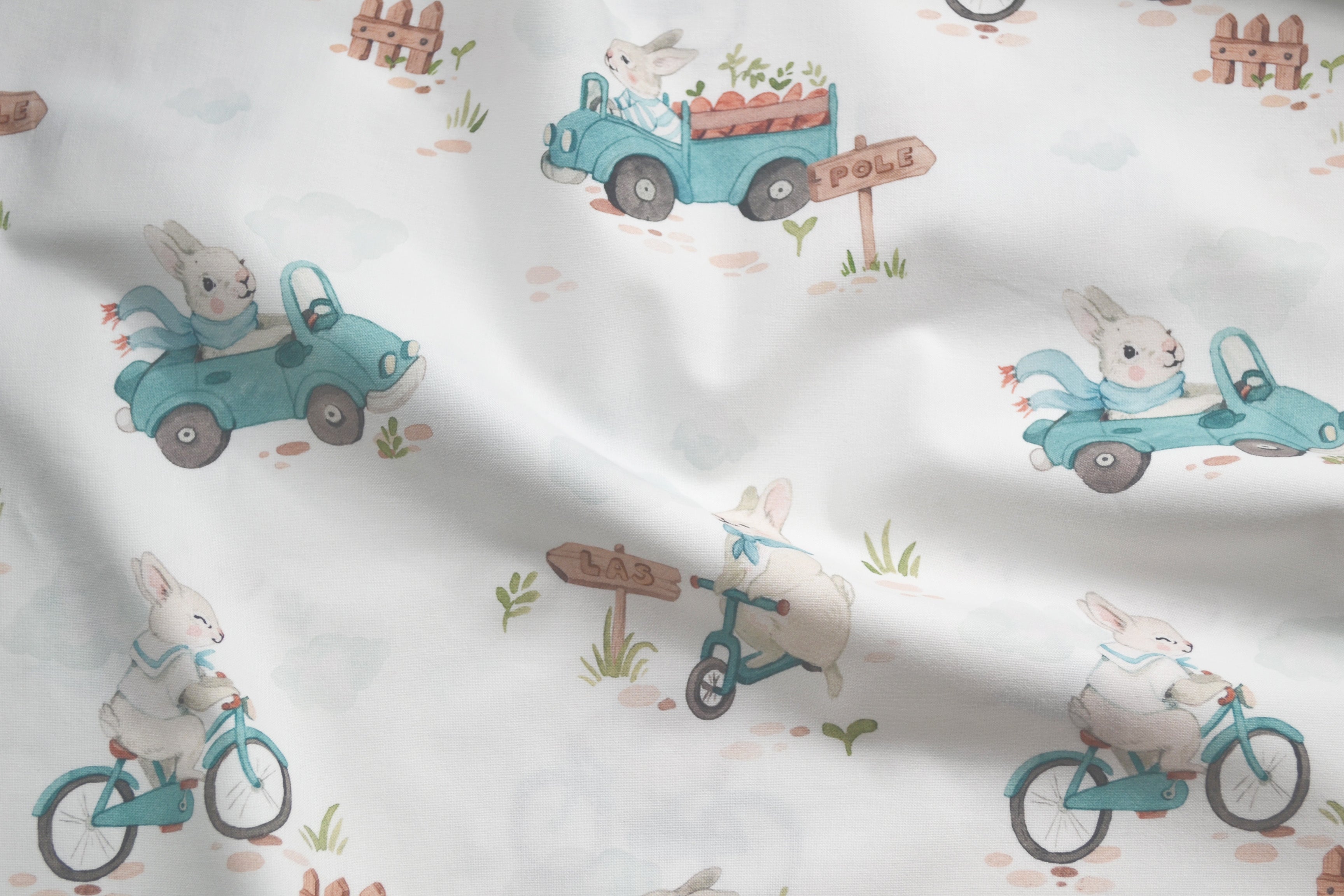 Premium Cotton Fabric - Bunny with Carrots