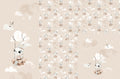 Panel on cocoon envelope and clutches, gloves Bunny on a swing beige