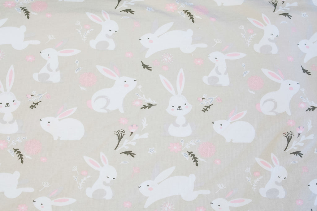 Footer bunnies on gray-beige
