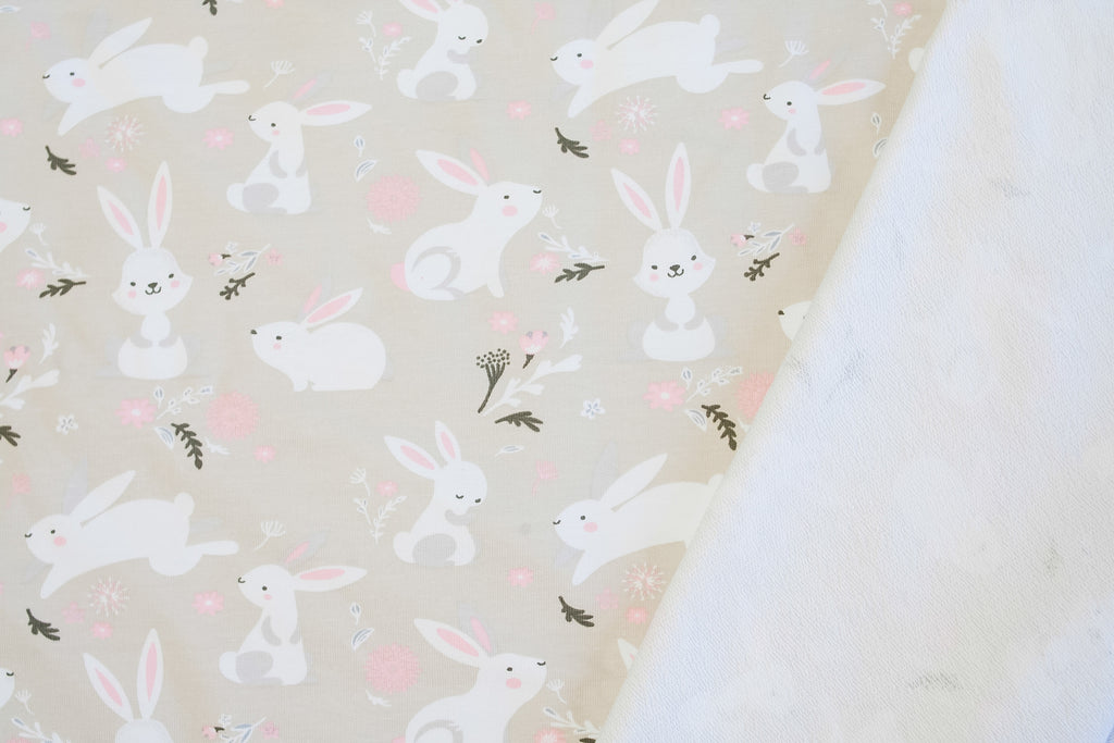 Footer bunnies on gray-beige